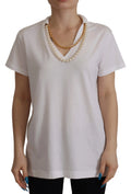 Dolce & Gabbana White Necklace Embellished Neckline T-shirt Top by Dolce & Gabbana