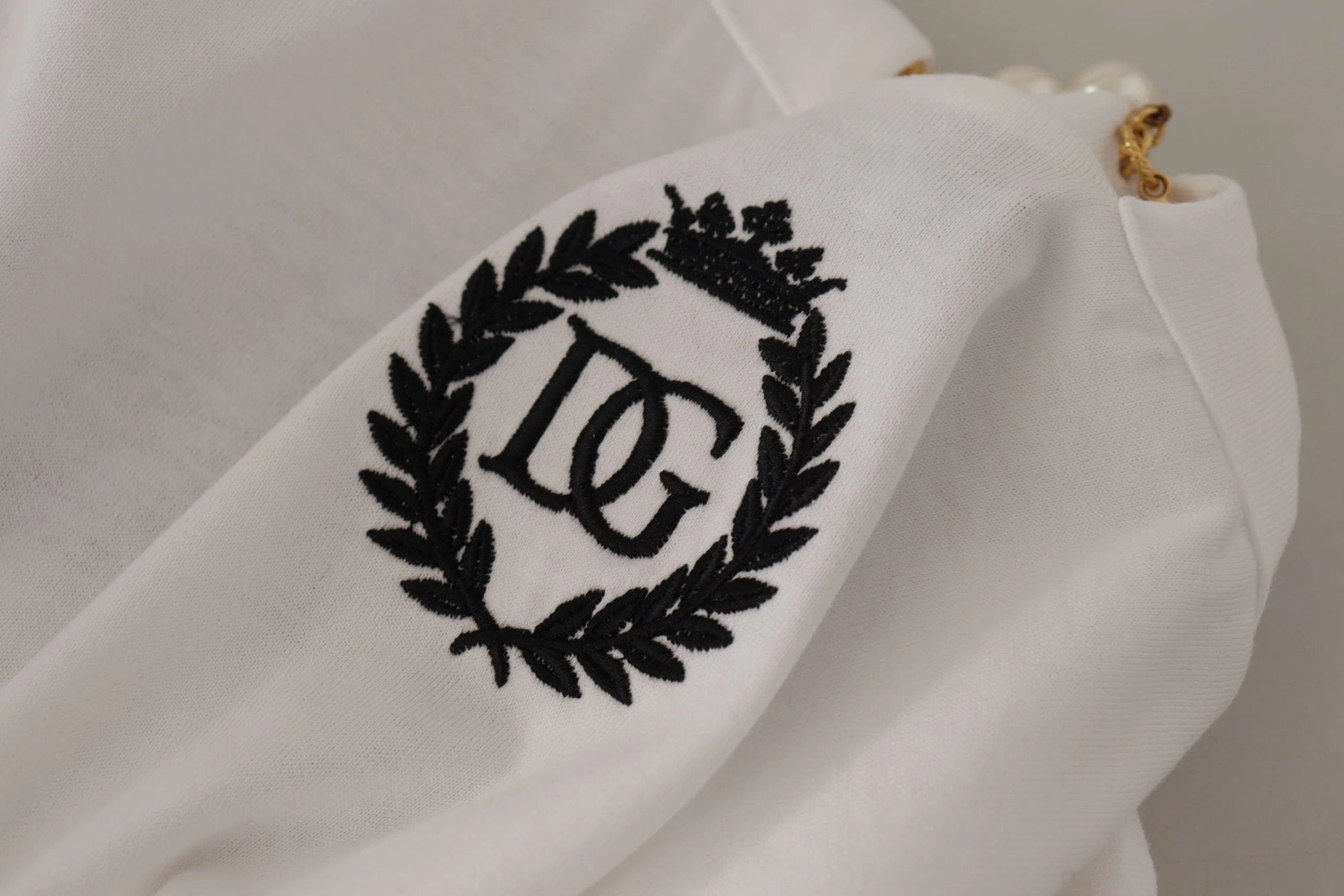 Dolce & Gabbana White Necklace Embellished Neckline T-shirt Top by Dolce & Gabbana
