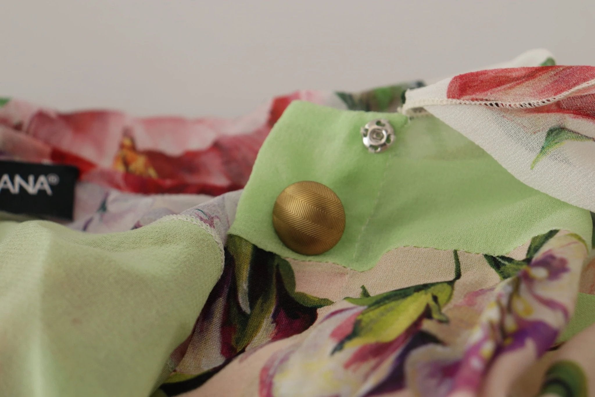 Dolce & Gabbana Multicolor Floral Patchwork Design Ascot Collar Top Blouse by Dolce & Gabbana