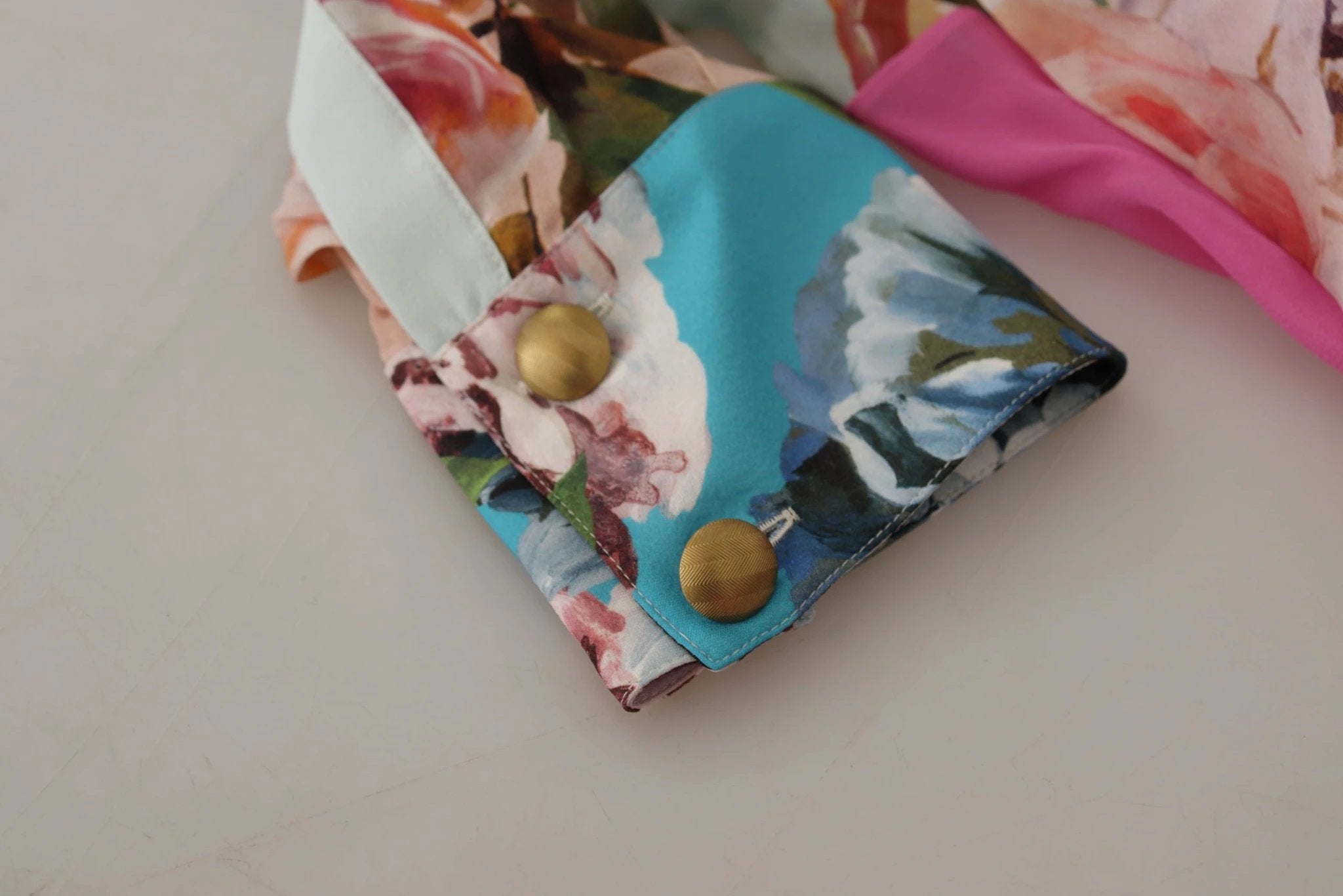 Dolce & Gabbana Multicolor Floral Patchwork Design Ascot Collar Top Blouse by Dolce & Gabbana