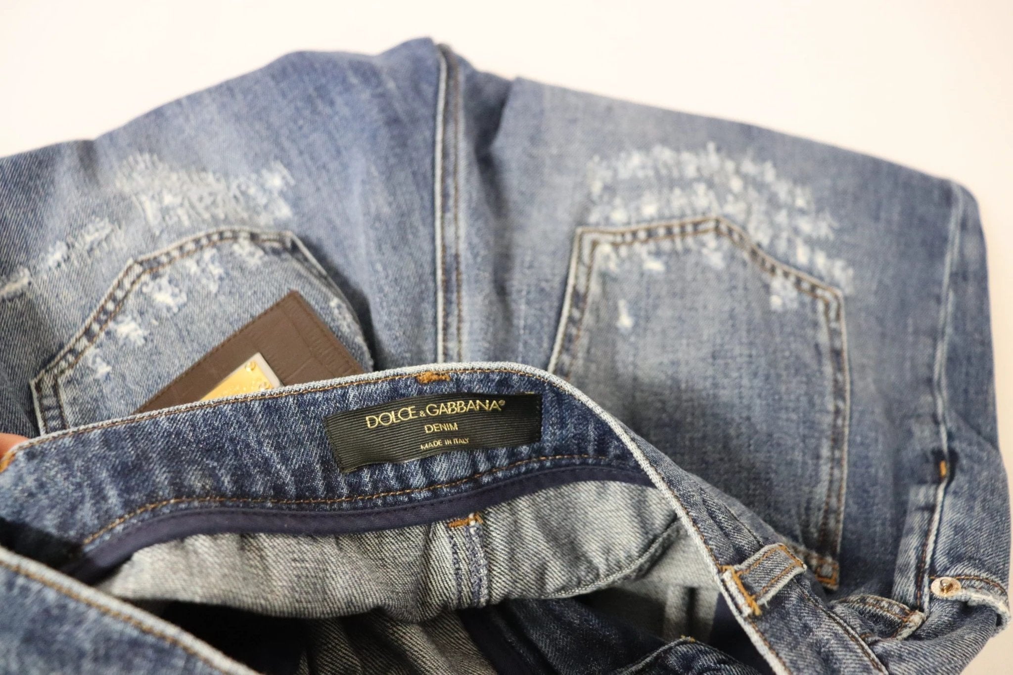 Dolce & Gabbana Blue Washed High Waist Loose Fit Pants by Dolce & Gabbana