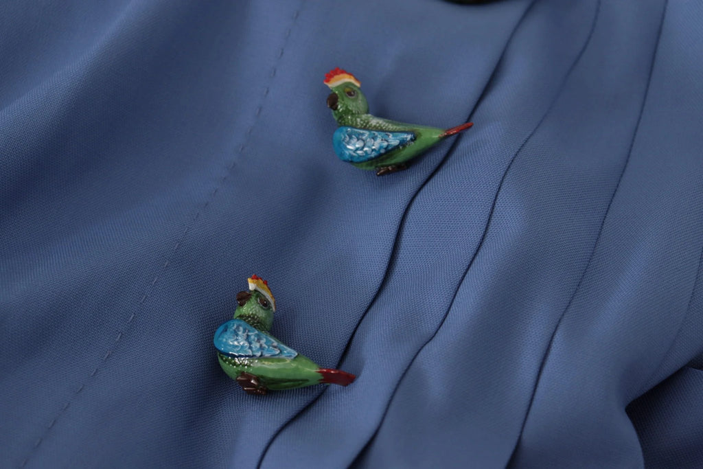 Dolce & Gabbana Blue Embellished Pleated Mini Skirt Wool by Dolce & Gabbana