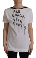 Dolce & Gabbana White Slogan Print Round Neck Cotton T-shirt by Dolce & Gabbana