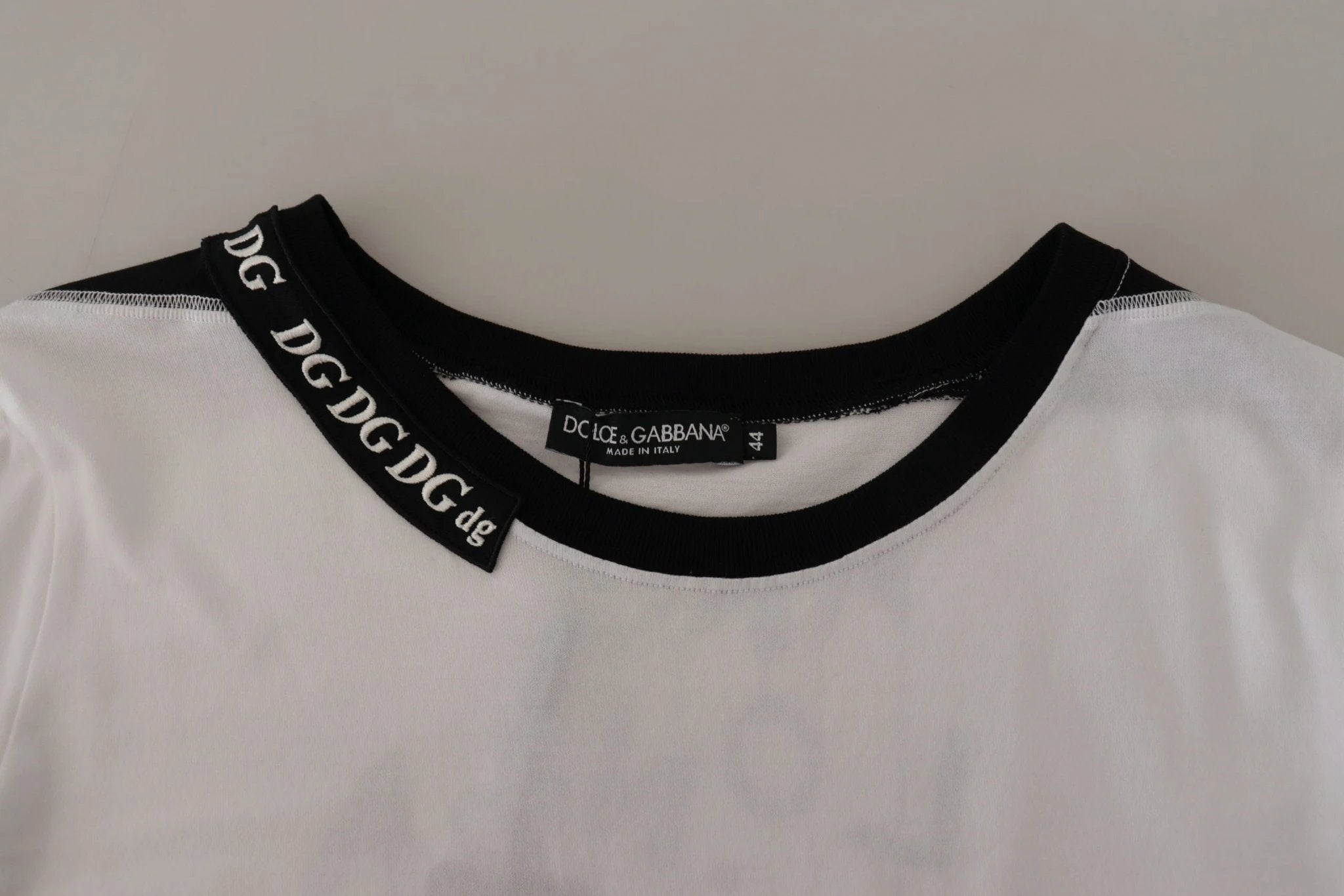 Dolce & Gabbana White Slogan Print Round Neck Cotton T-shirt by Dolce & Gabbana