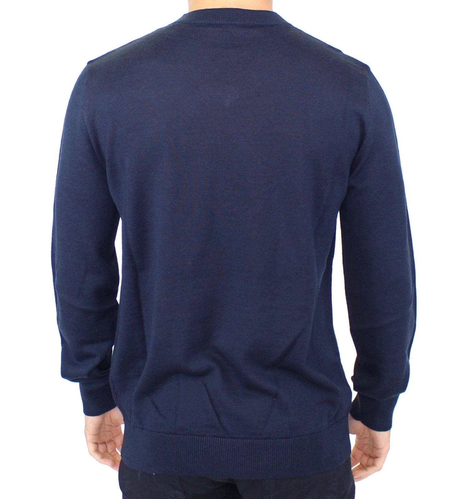 Ermanno Scervino Blue Wool Blend V-neck Pullover Sweater by Ermanno Scervino