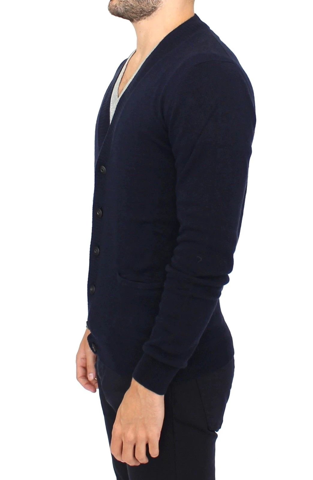 Ermanno Scervino Blue Wool Cashmere Cardigan Pullover Sweater by Ermanno Scervino