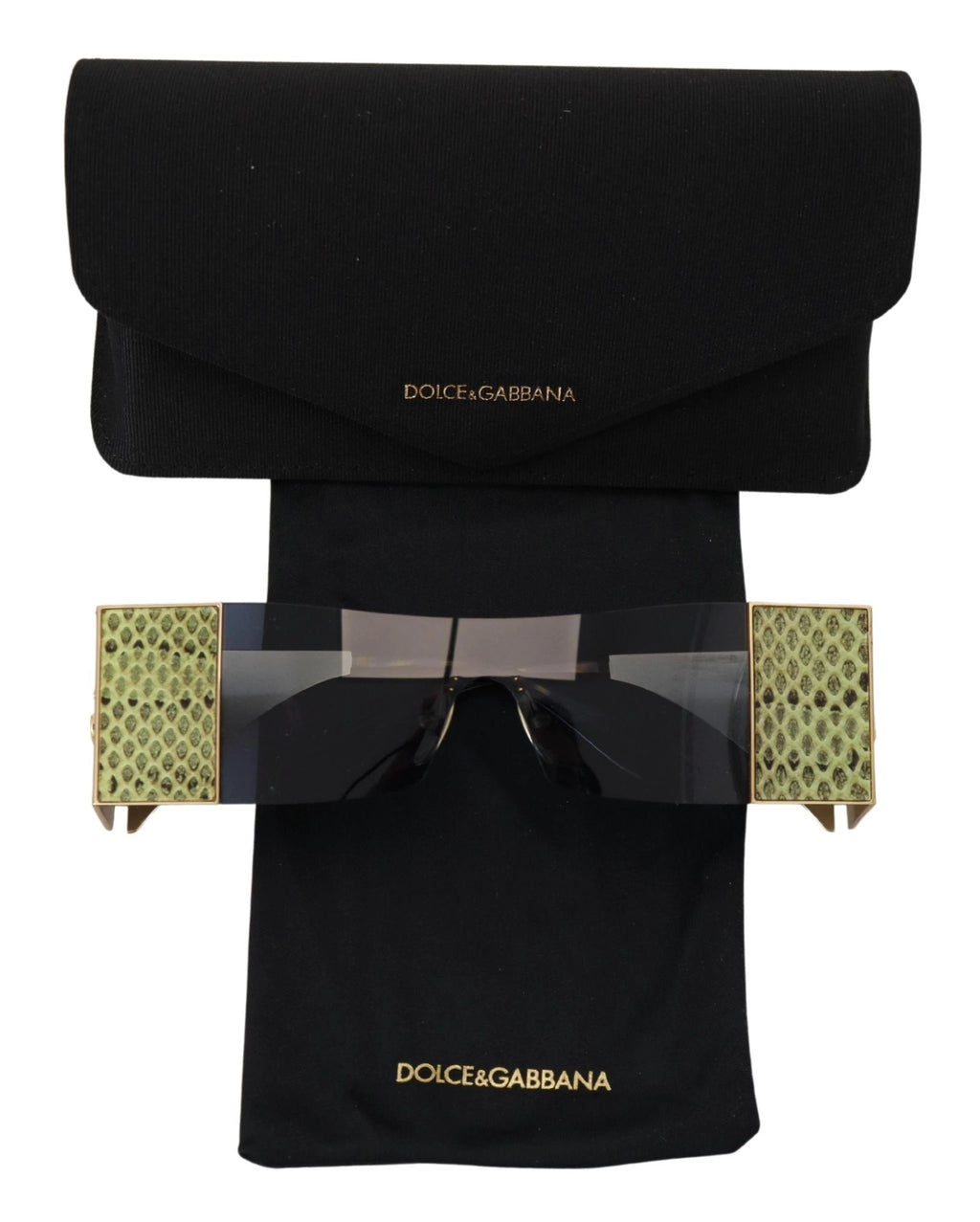 Dolce & Gabbana Gold Metal Rectangle Shades DG2263 Sunglasses by Dolce & Gabbana