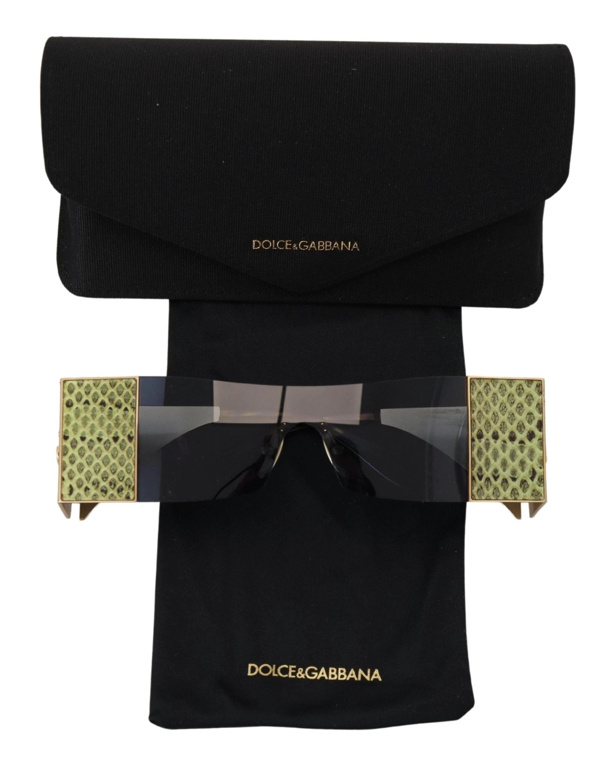 Dolce & Gabbana Gold Metal Rectangle Shades DG2263 Sunglasses by Dolce & Gabbana