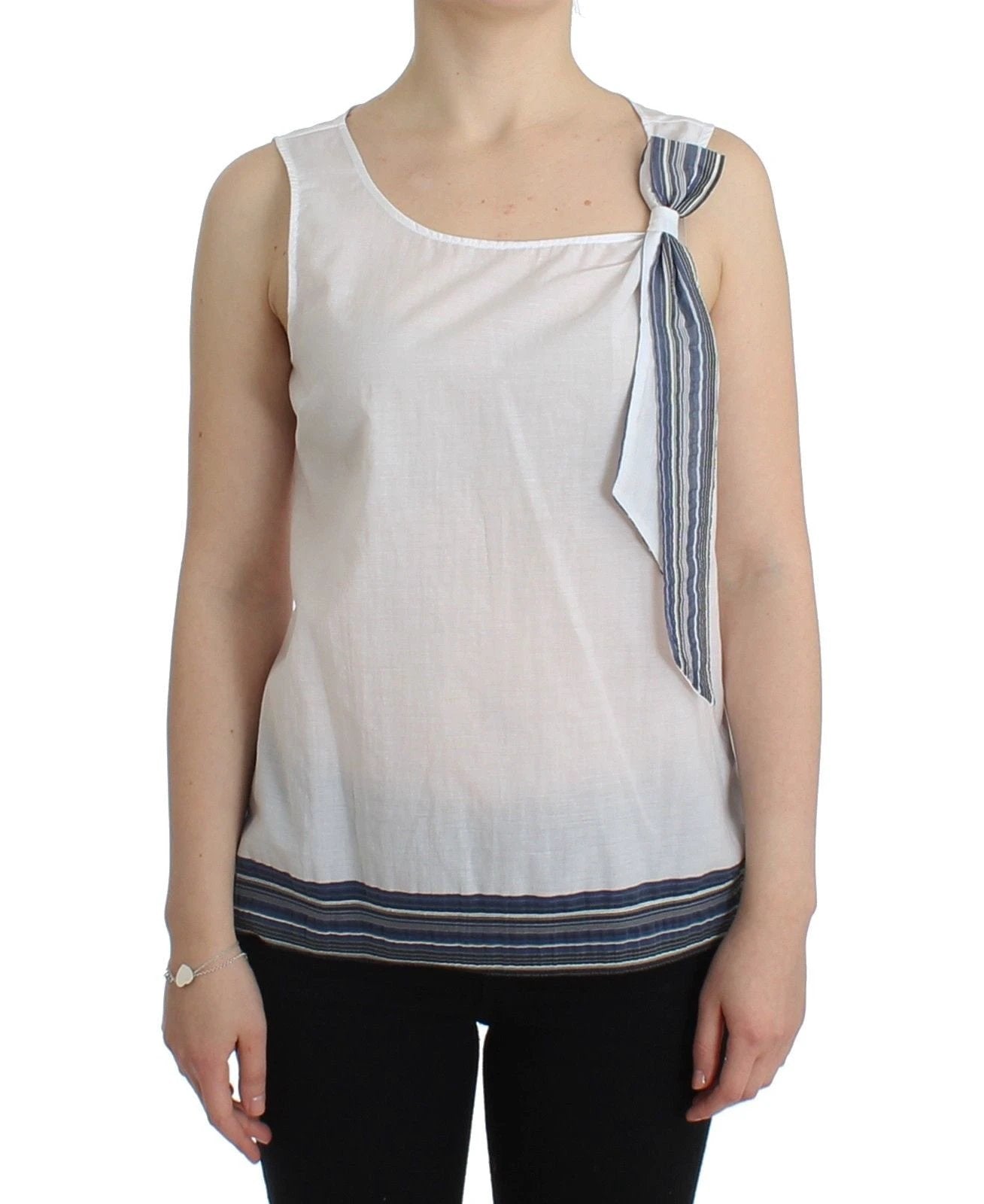 Ermanno Scervino White Blue Top Blouse Tank Shirt Sleeveless by Ermanno Scervino