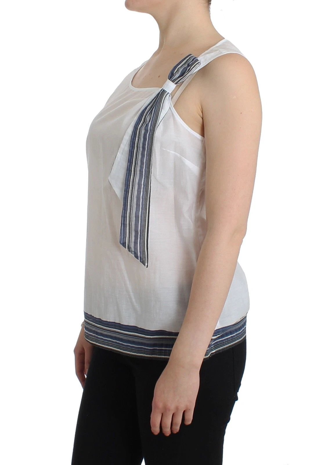 Ermanno Scervino White Blue Top Blouse Tank Shirt Sleeveless by Ermanno Scervino