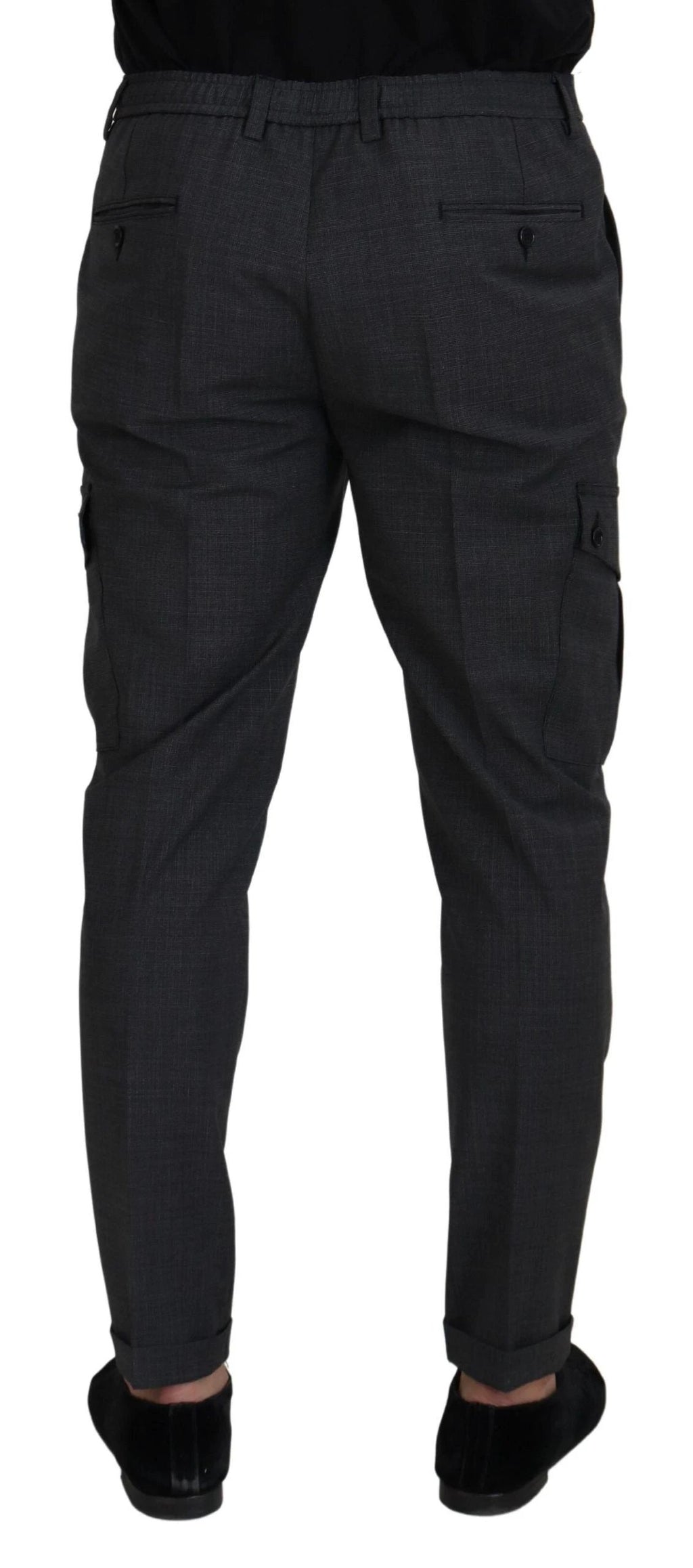 Dolce & Gabbana Gray Checked Cargo Trousers Stretch Pants by Dolce & Gabbana