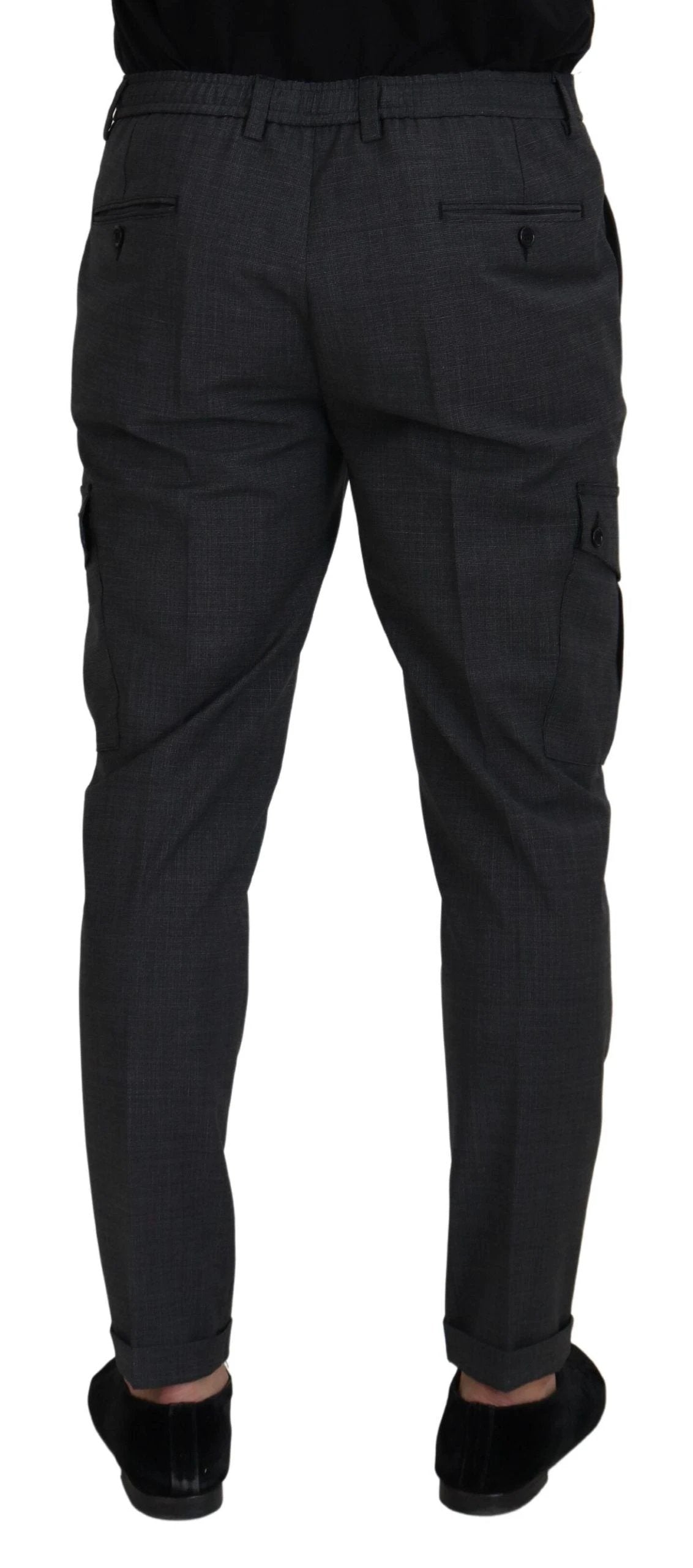 Dolce & Gabbana Gray Checked Cargo Trousers Stretch Pants by Dolce & Gabbana