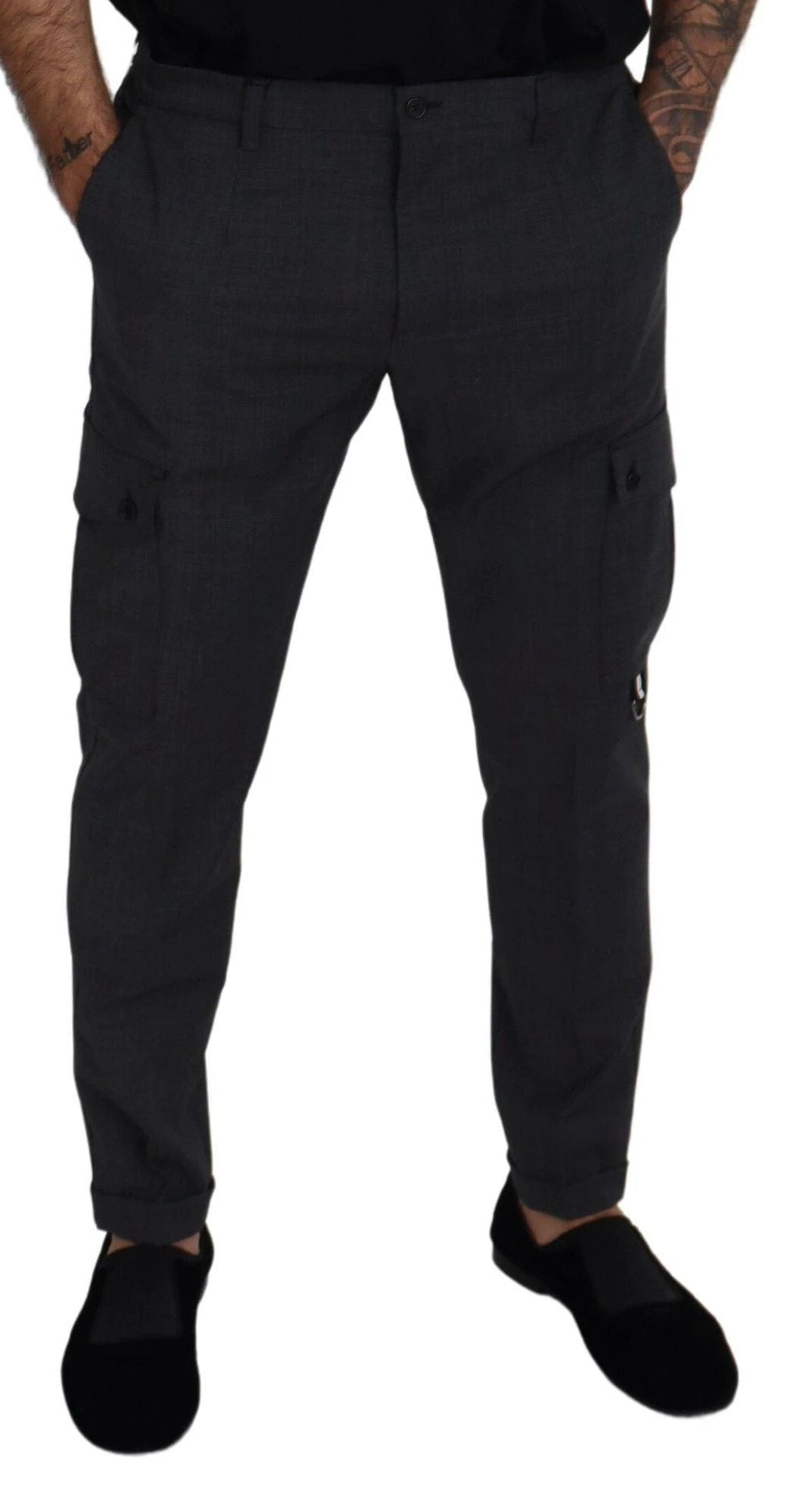 Dolce & Gabbana Gray Checked Cargo Trousers Stretch Pants by Dolce & Gabbana