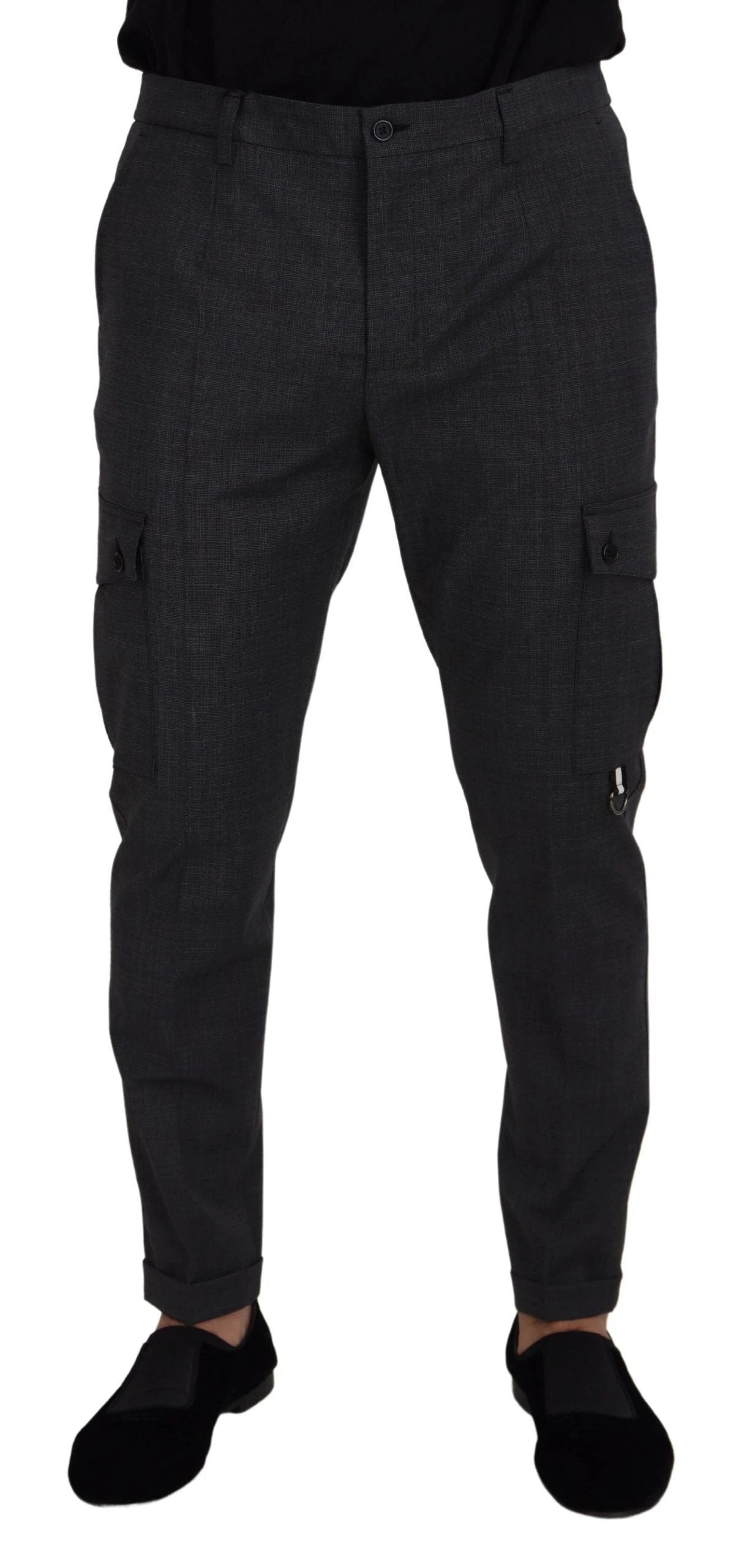 Dolce & Gabbana Gray Checked Cargo Trousers Stretch Pants by Dolce & Gabbana