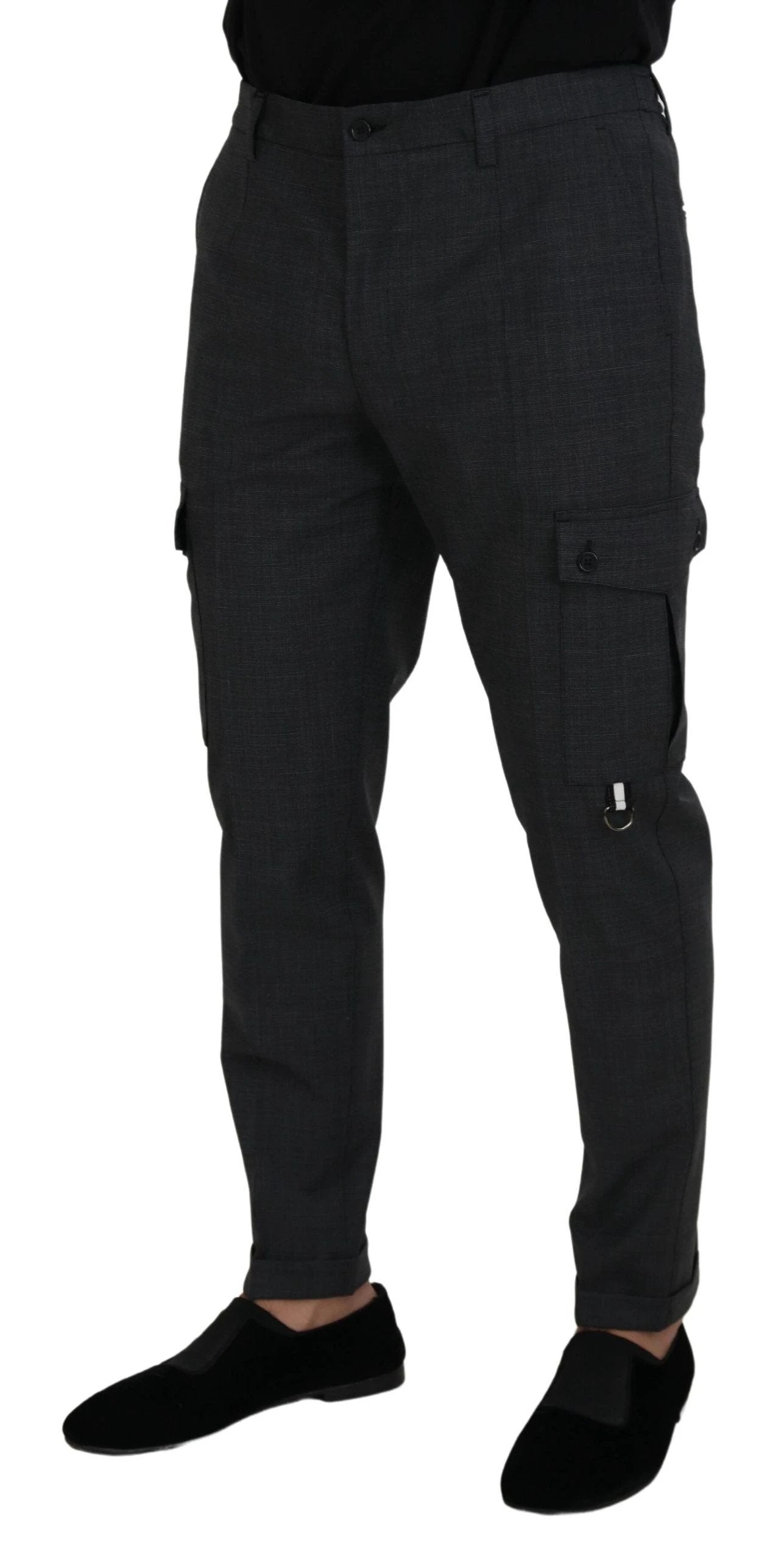 Dolce & Gabbana Gray Checked Cargo Trousers Stretch Pants by Dolce & Gabbana