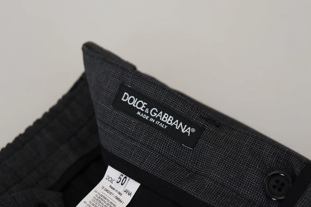 Dolce & Gabbana Gray Checked Cargo Trousers Stretch Pants by Dolce & Gabbana