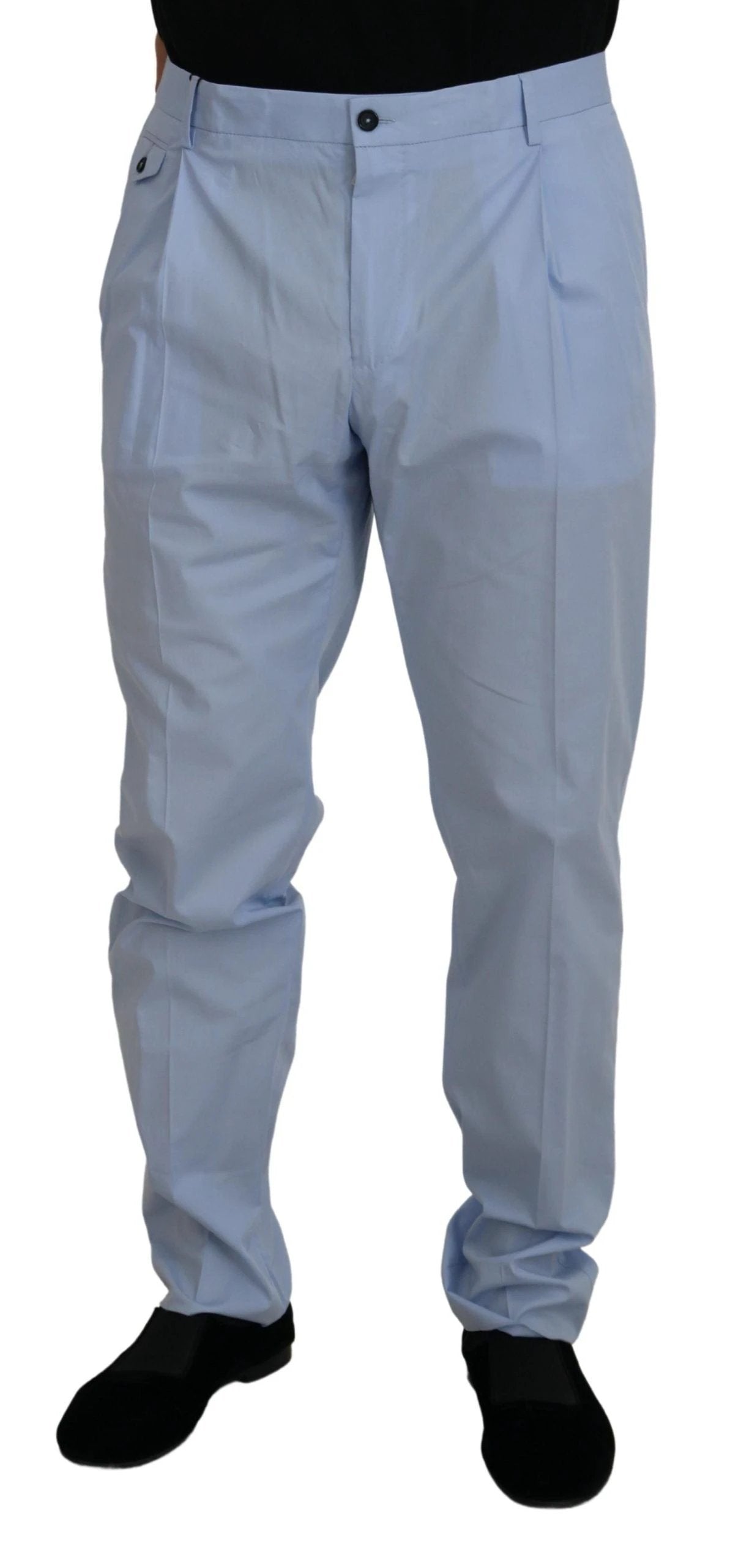 Dolce & Gabbana Blue Cotton Stretch Trousers Chinos Pants by Dolce & Gabbana