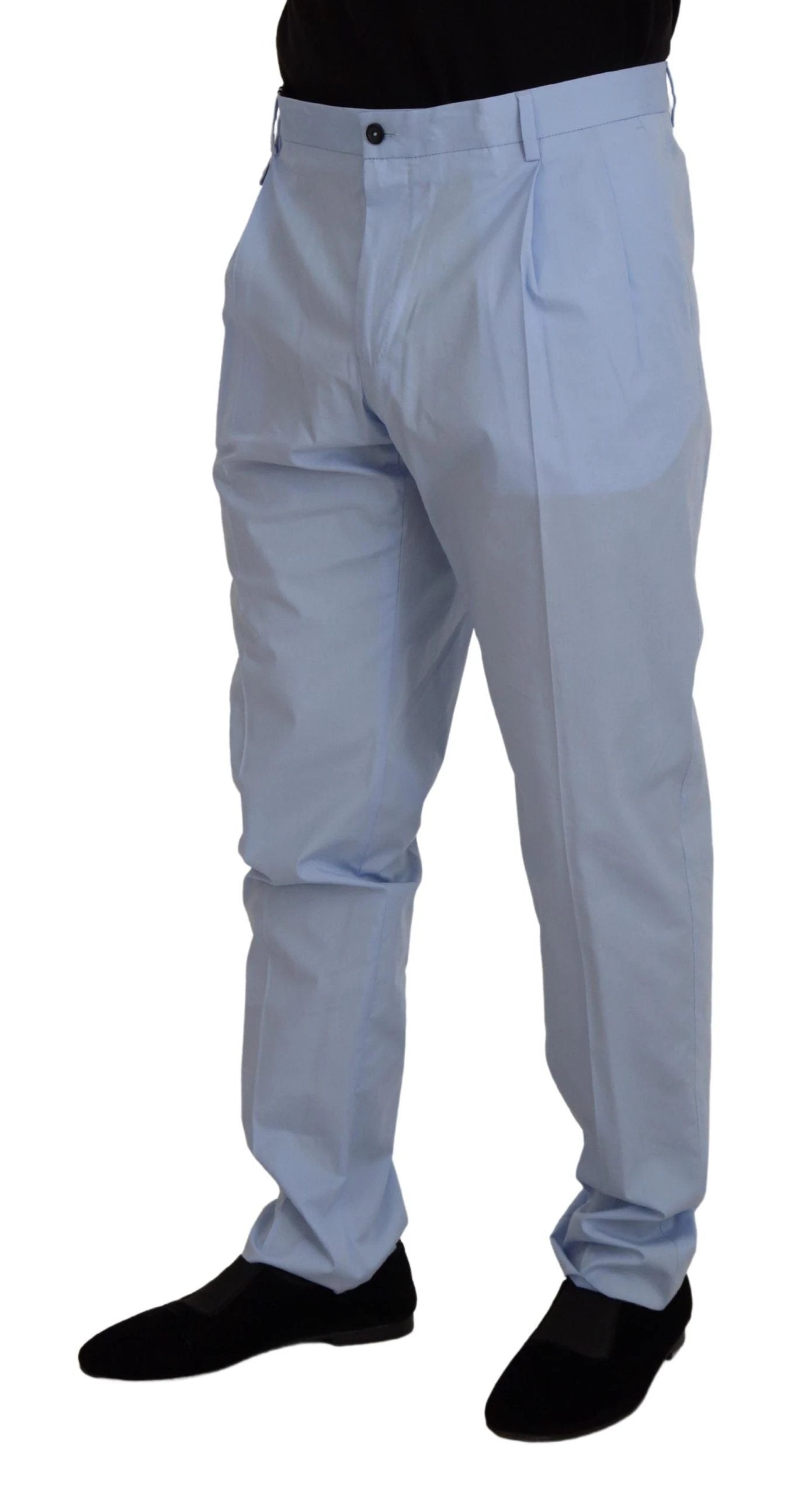 Dolce & Gabbana Blue Cotton Stretch Trousers Chinos Pants by Dolce & Gabbana