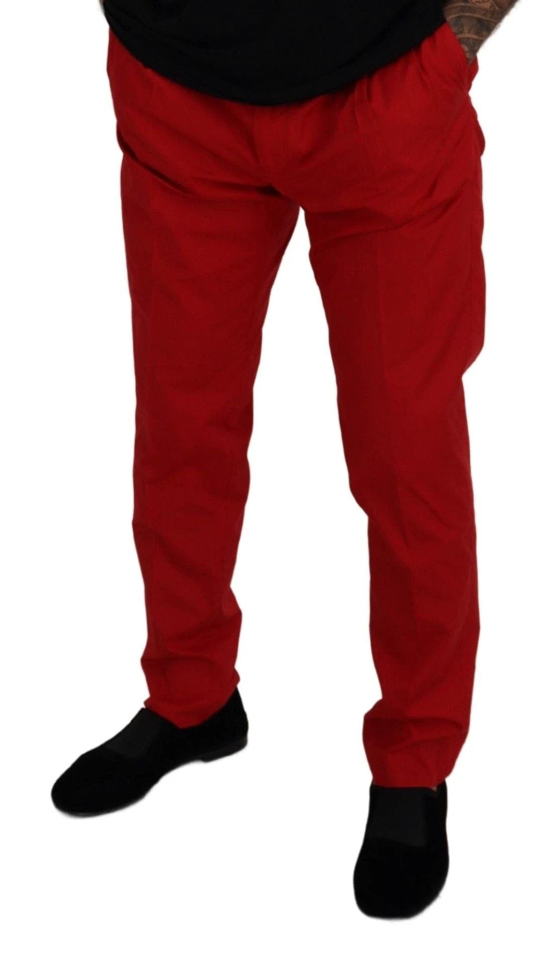 Dolce & Gabbana Red Cotton Slim Fit Trousers Chinos Pants by Dolce & Gabbana