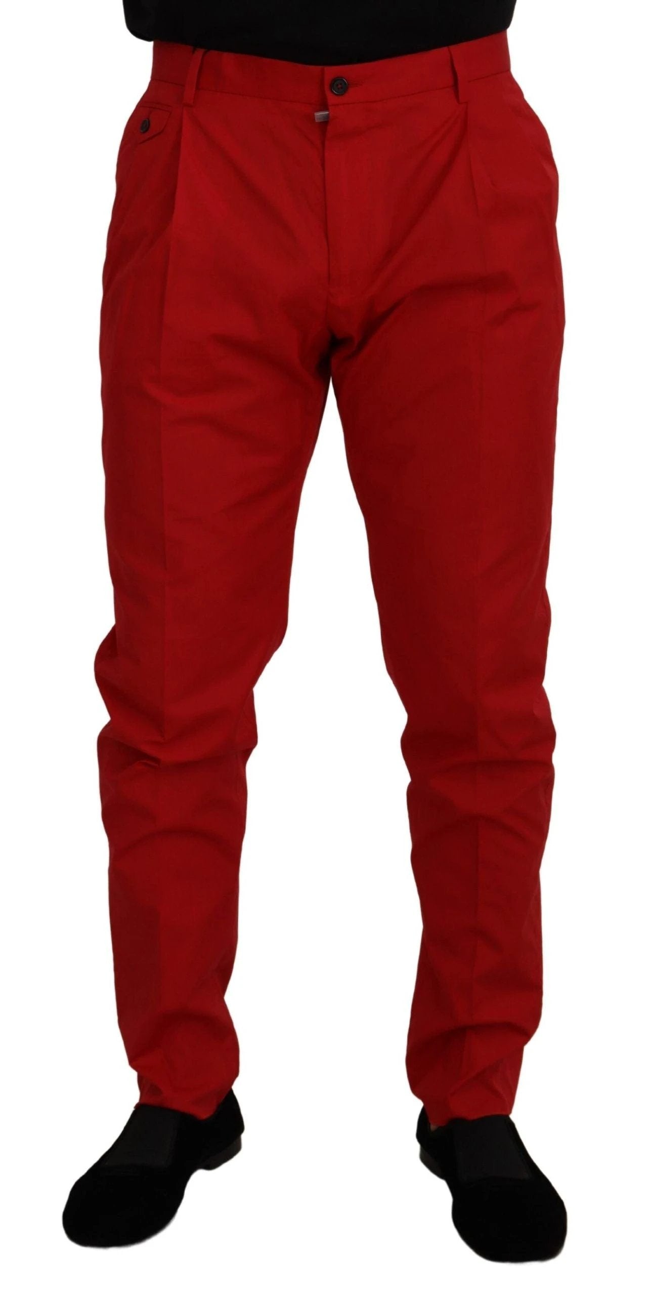Dolce & Gabbana Red Cotton Slim Fit Trousers Chinos Pants by Dolce & Gabbana