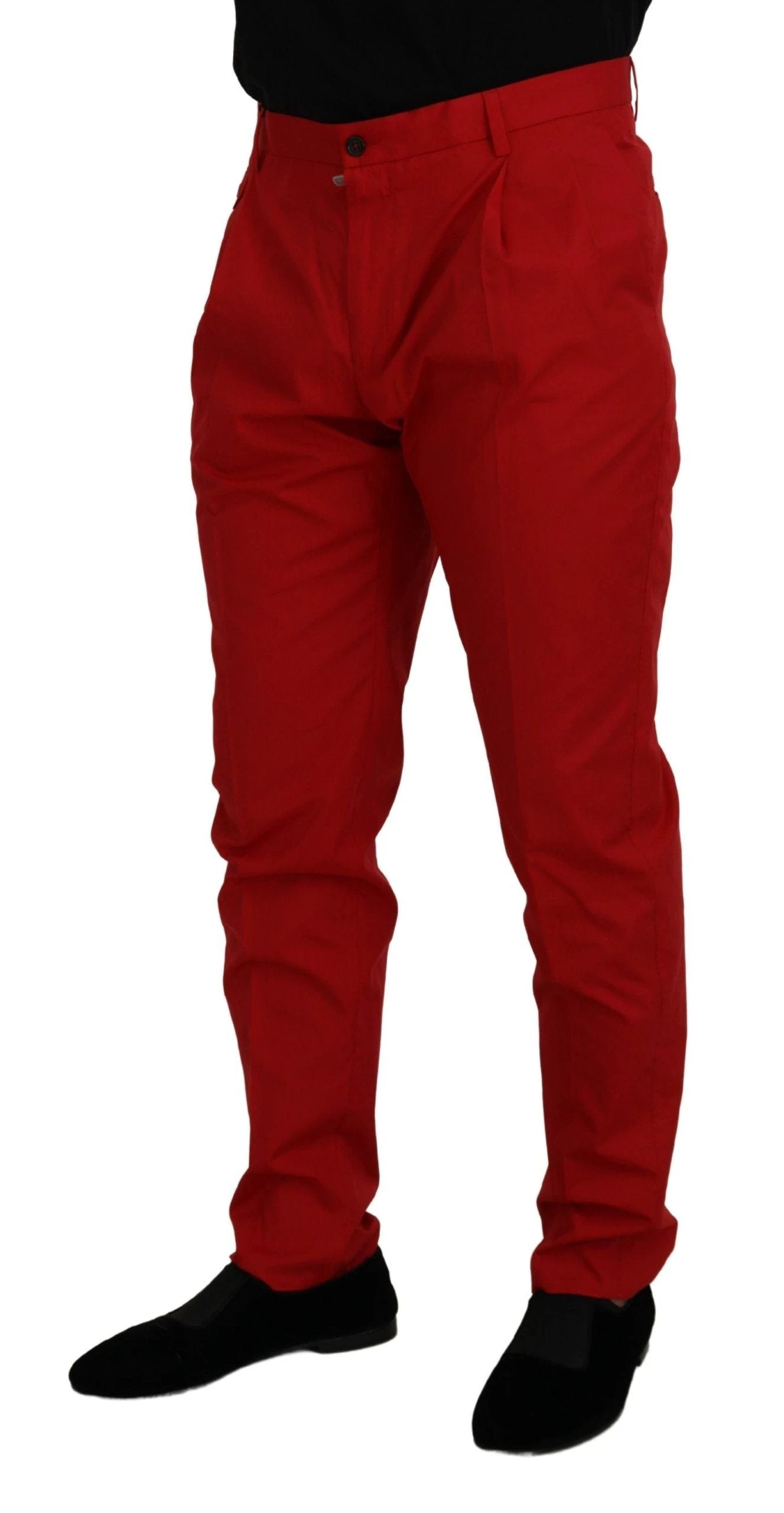 Dolce & Gabbana Red Cotton Slim Fit Trousers Chinos Pants by Dolce & Gabbana