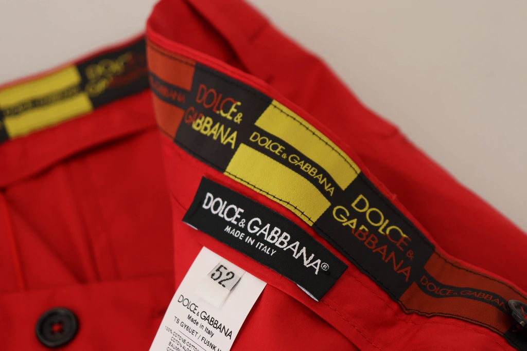 Dolce & Gabbana Red Cotton Slim Fit Trousers Chinos Pants by Dolce & Gabbana