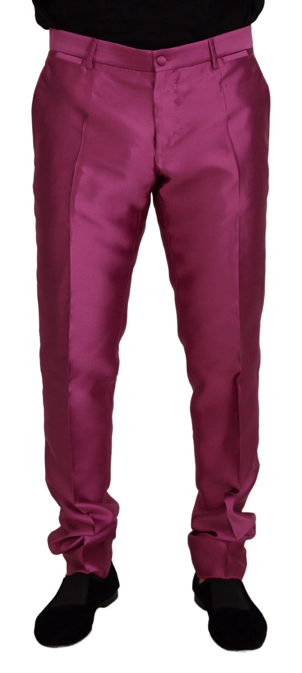 Dolce & Gabbana Pink Silk Slim Trousers Dress Formal Pants by Dolce & Gabbana