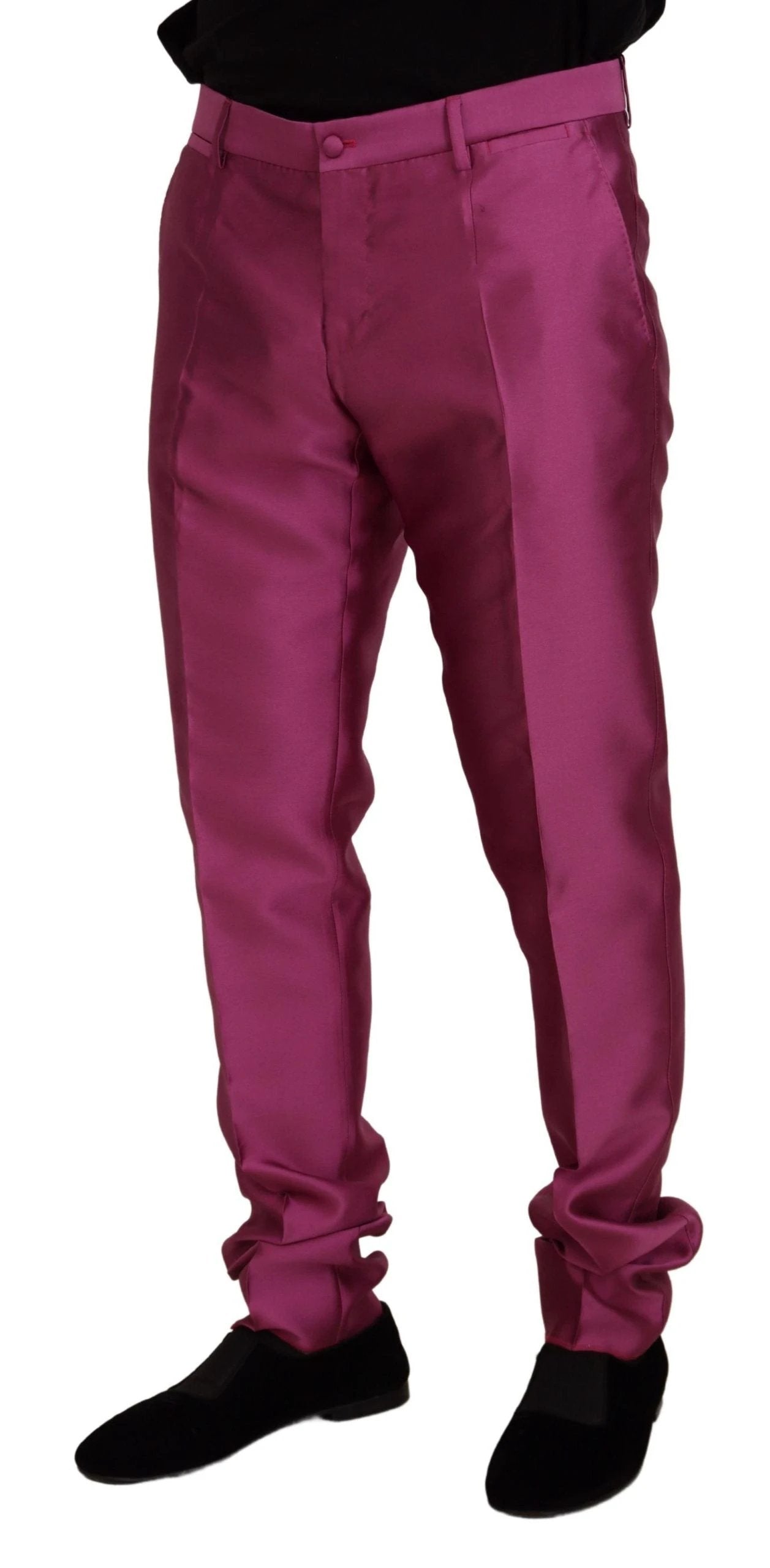 Dolce & Gabbana Pink Silk Slim Trousers Dress Formal Pants by Dolce & Gabbana