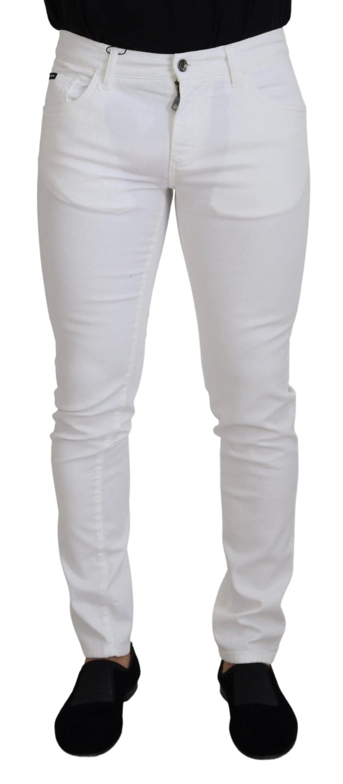 Dolce & Gabbana White Slim Skinny Stretch Cotton Denim Jeans by Dolce & Gabbana