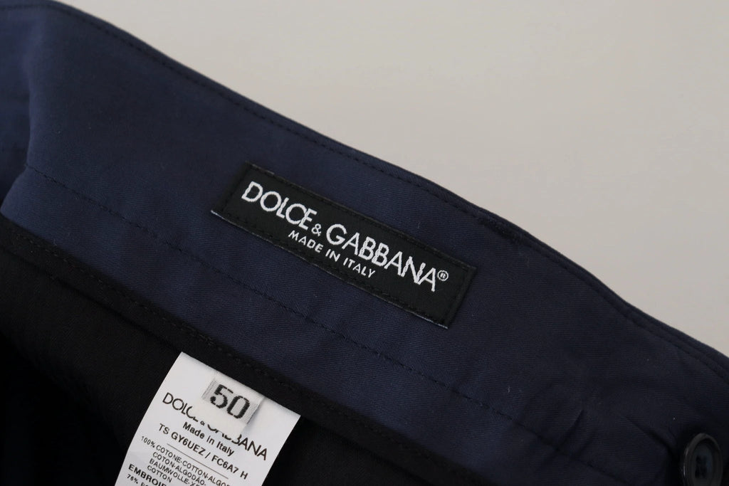 Dolce & Gabbana Blue Cotton Slim Trousers Chinos Pants by Dolce & Gabbana