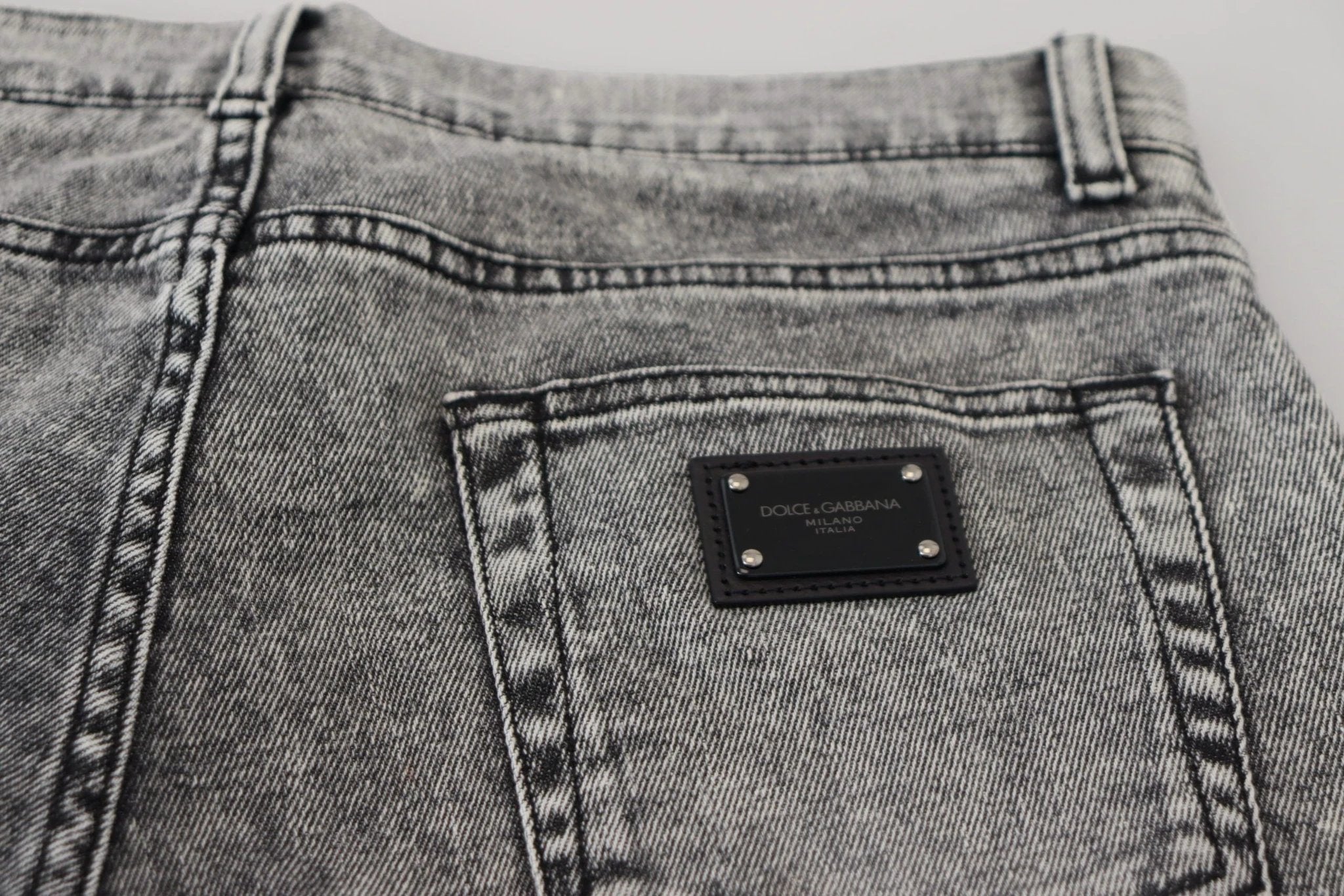 Dolce & Gabbana Gray Slim Fit Wash Stretch Cotton Denim Jeans by Dolce & Gabbana