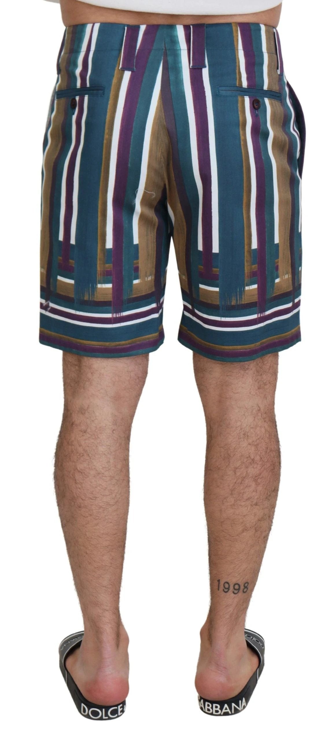 Dolce & Gabbana Multicolor Striped Stretch Cotton Shorts by Dolce & Gabbana