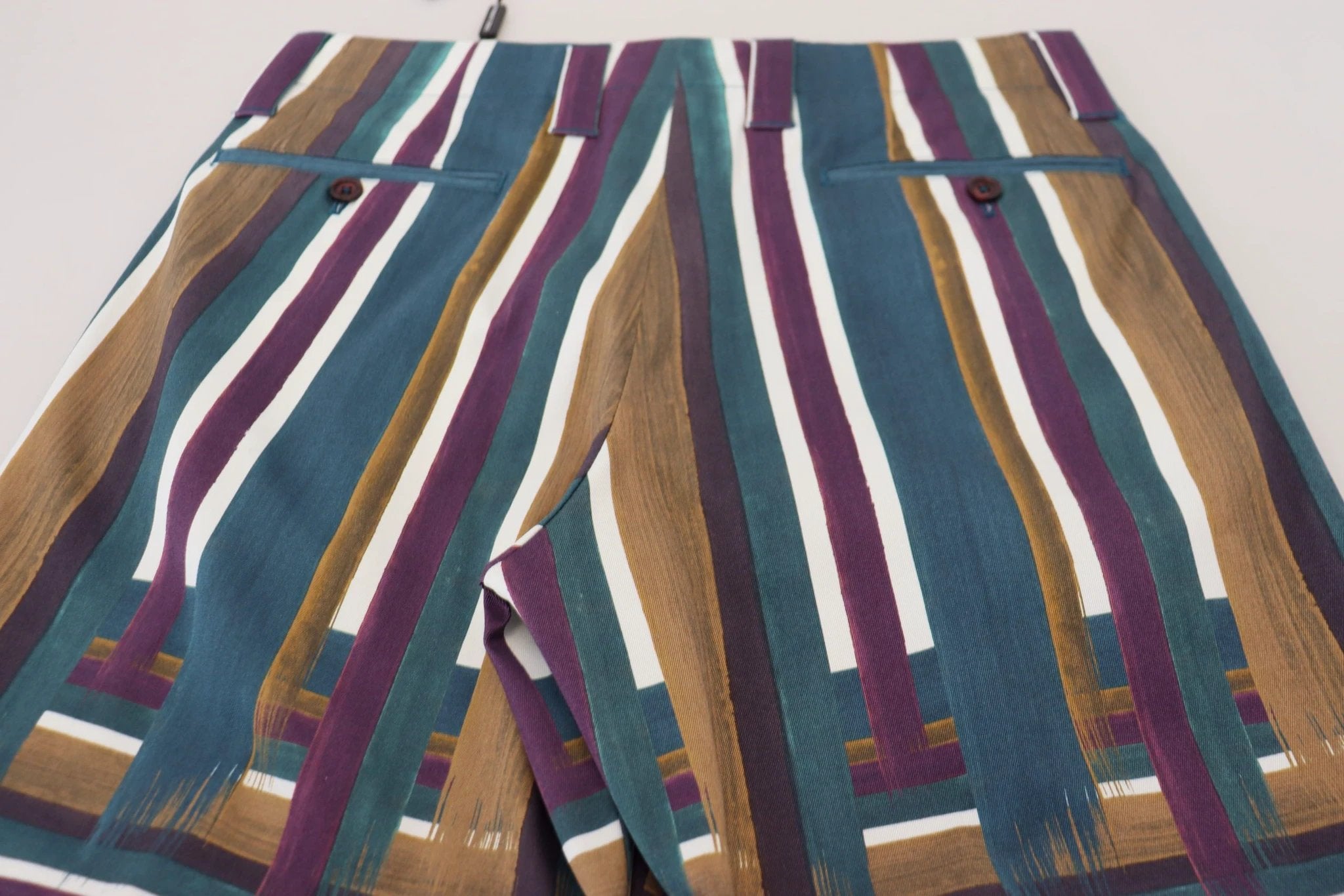 Dolce & Gabbana Multicolor Striped Stretch Cotton Shorts by Dolce & Gabbana