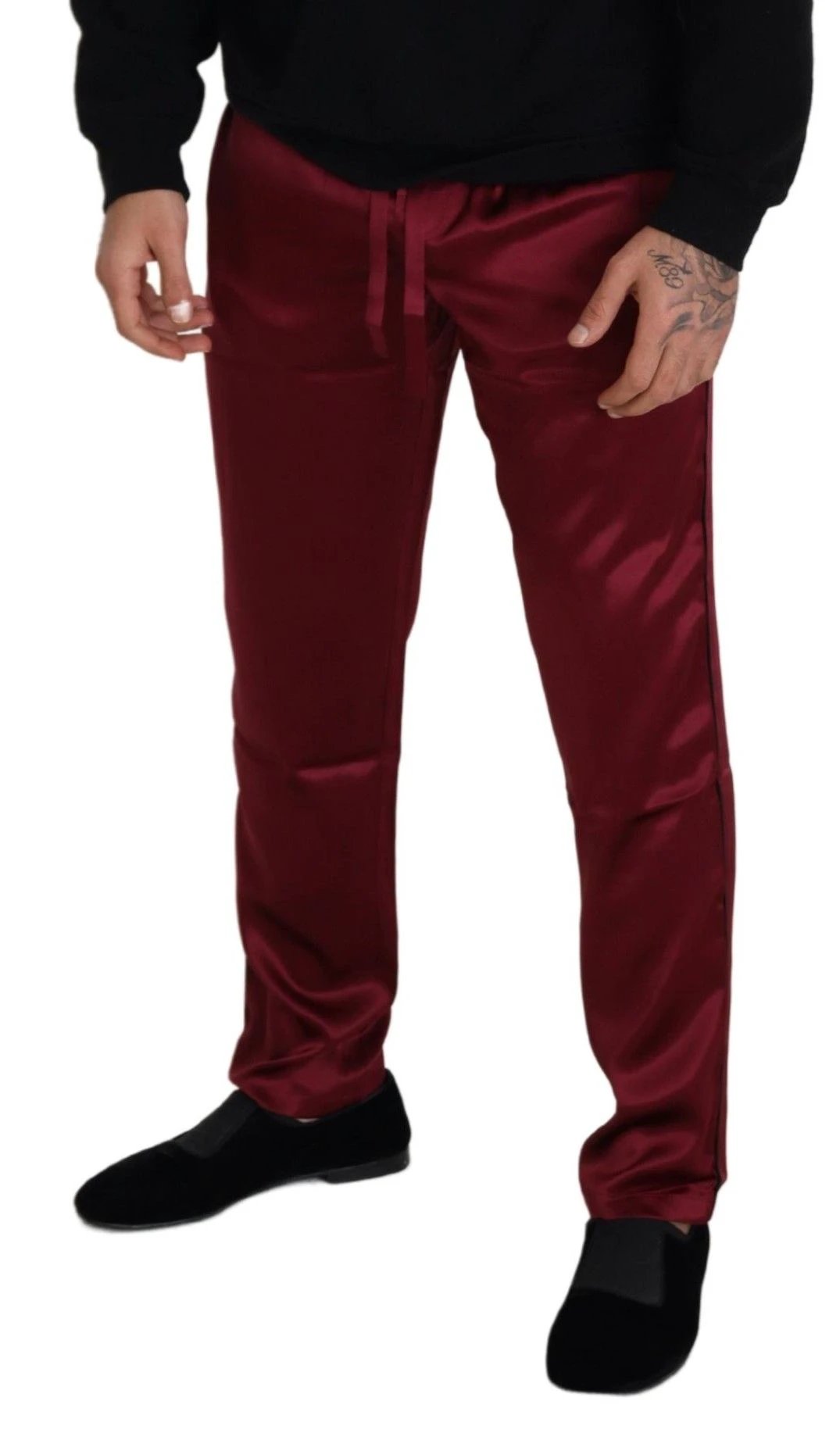 Dolce & Gabbana Bordeaux Silk DG Sleep Lounge Pants by Dolce & Gabbana