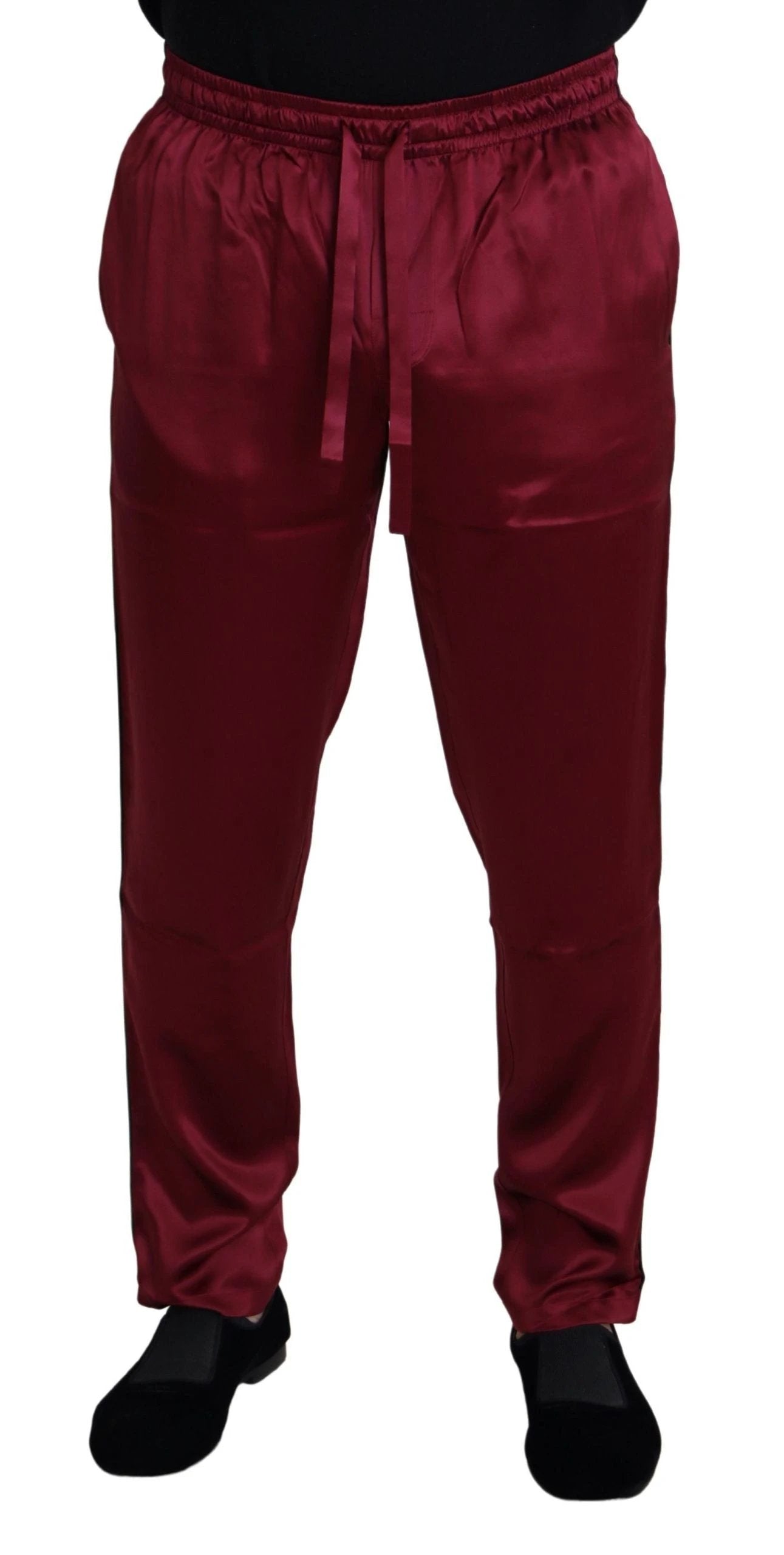 Dolce & Gabbana Bordeaux Silk DG Sleep Lounge Pants by Dolce & Gabbana