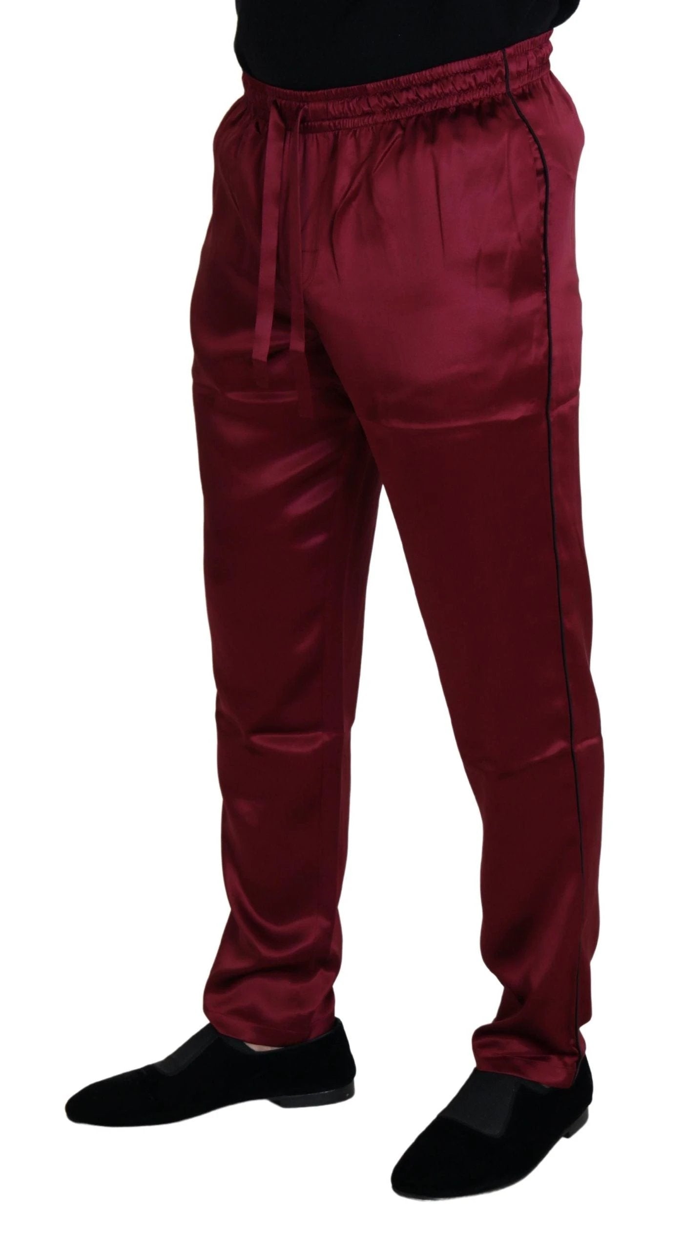 Dolce & Gabbana Bordeaux Silk DG Sleep Lounge Pants by Dolce & Gabbana