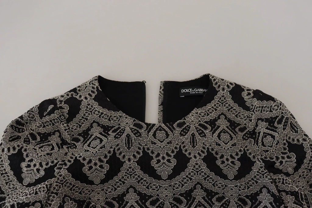 Dolce & Gabbana Black Gray Jacquard Sheath Bodycon Dress by Dolce & Gabbana