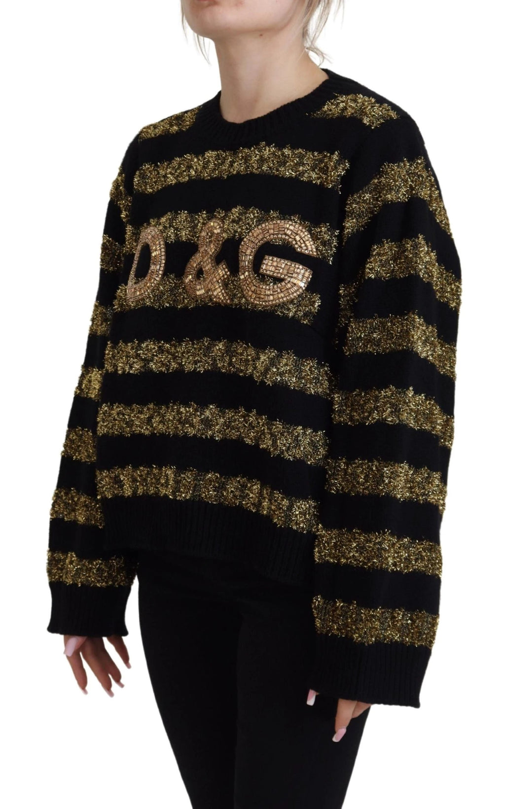 Dolce & Gabbana Black Gold D&G Crystal Cashmere Sweater by Dolce & Gabbana