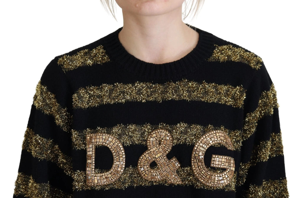 Dolce & Gabbana Black Gold D&G Crystal Cashmere Sweater by Dolce & Gabbana