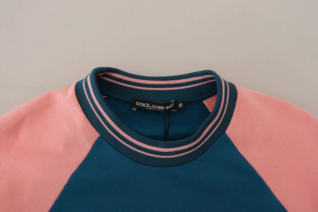 Dolce & Gabbana Blue Pink Queen Sequin Crystal Sweater by Dolce & Gabbana