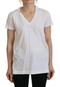 Dolce & Gabbana White Short Sleeve V-neck Cotton Top Blouse T-shirt by Dolce & Gabbana