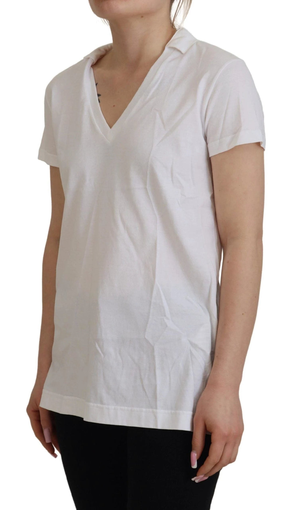 Dolce & Gabbana White Short Sleeve V-neck Cotton Top Blouse T-shirt by Dolce & Gabbana