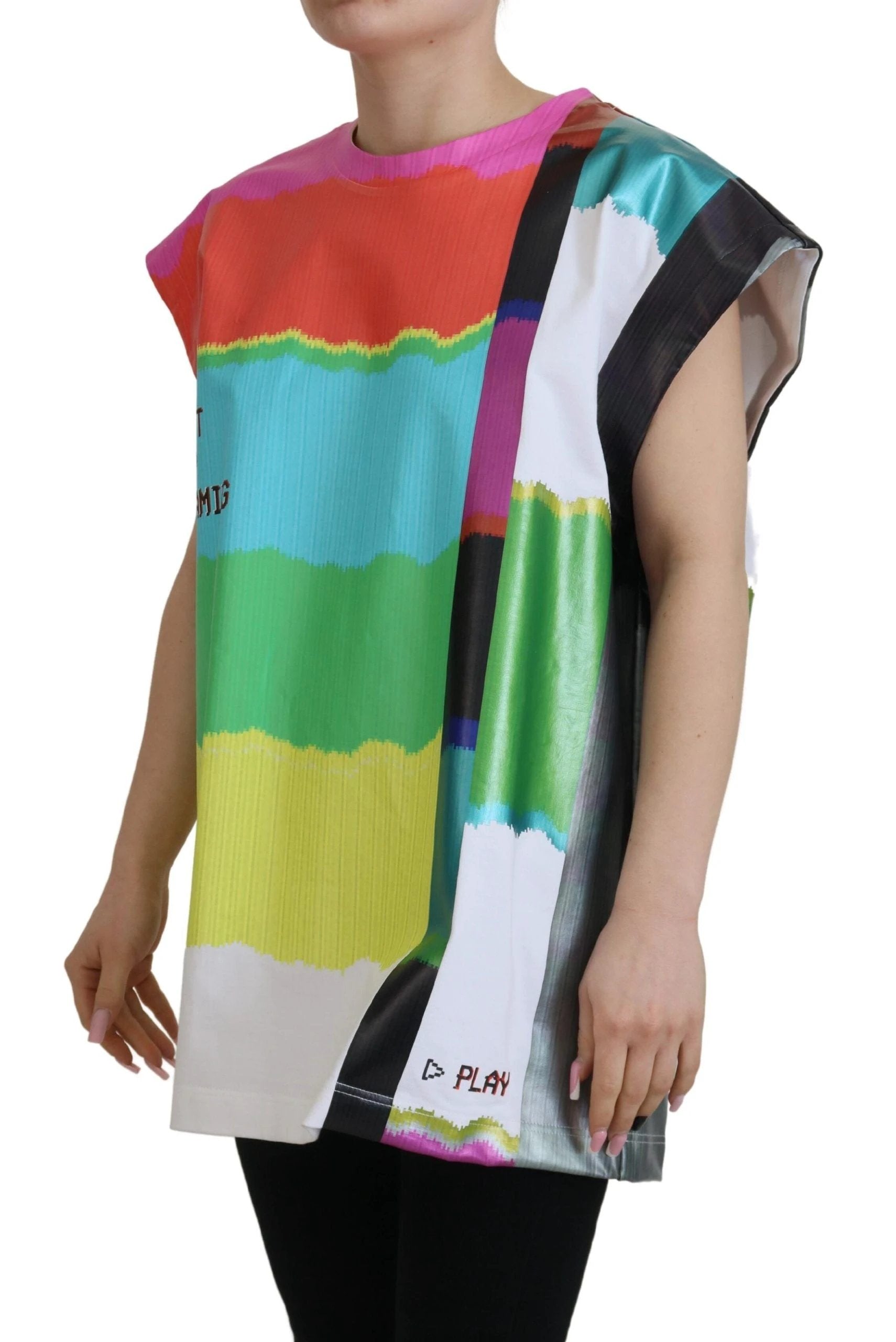 Dolce & Gabbana Multicolor TV Print Blouse Cotton T-shirt by Dolce & Gabbana