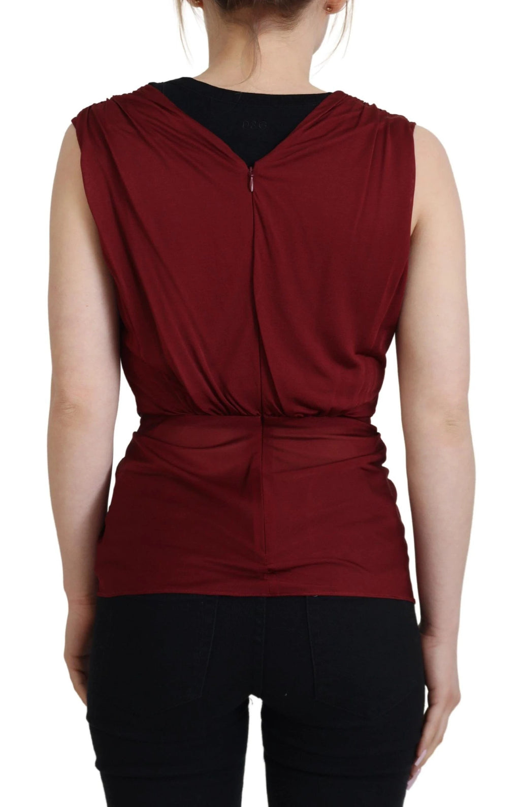 Dolce & Gabbana Bordeaux Silk Stretch Top Vest Blouse by Dolce & Gabbana