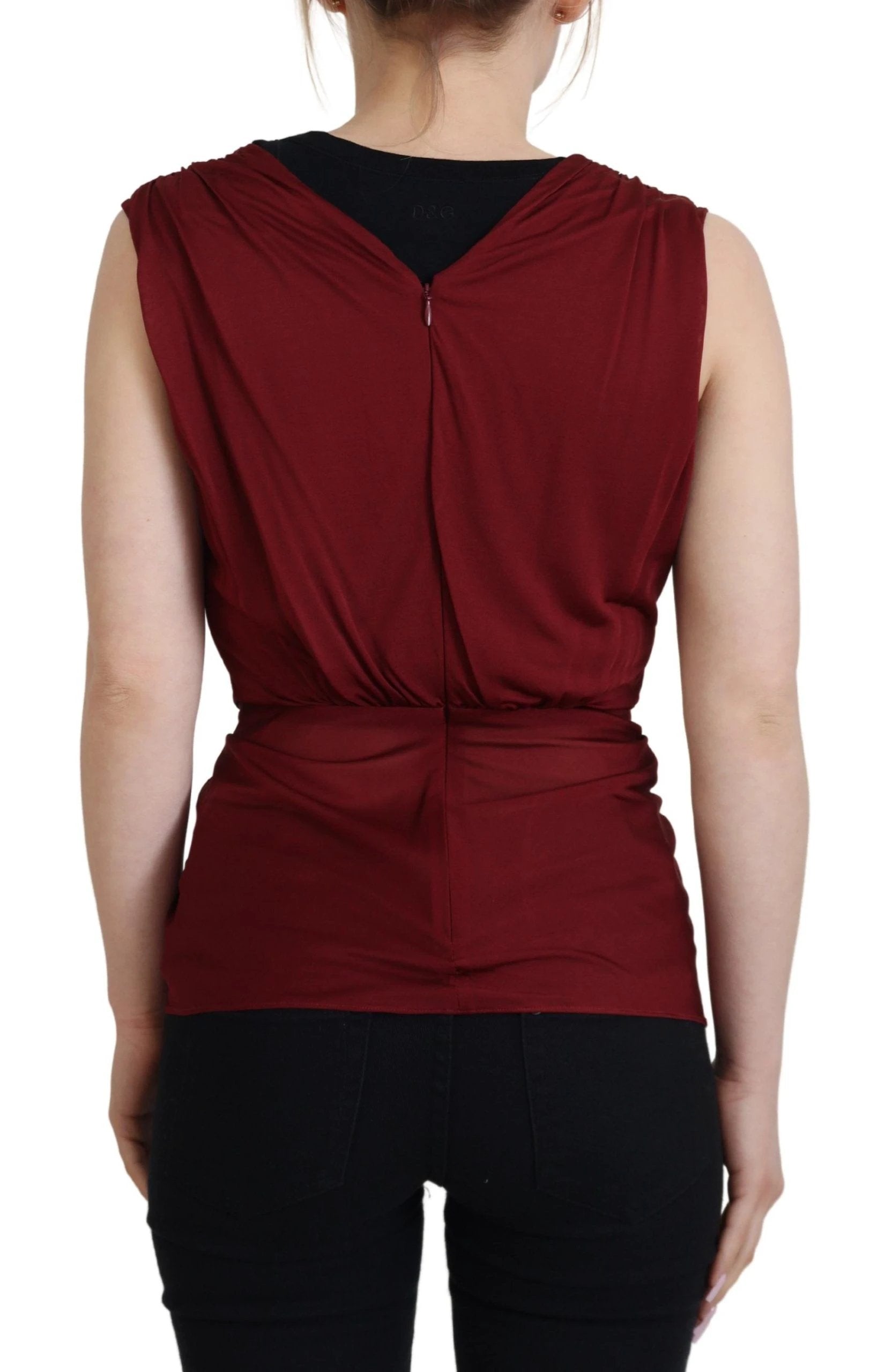 Dolce & Gabbana Bordeaux Silk Stretch Top Vest Blouse by Dolce & Gabbana