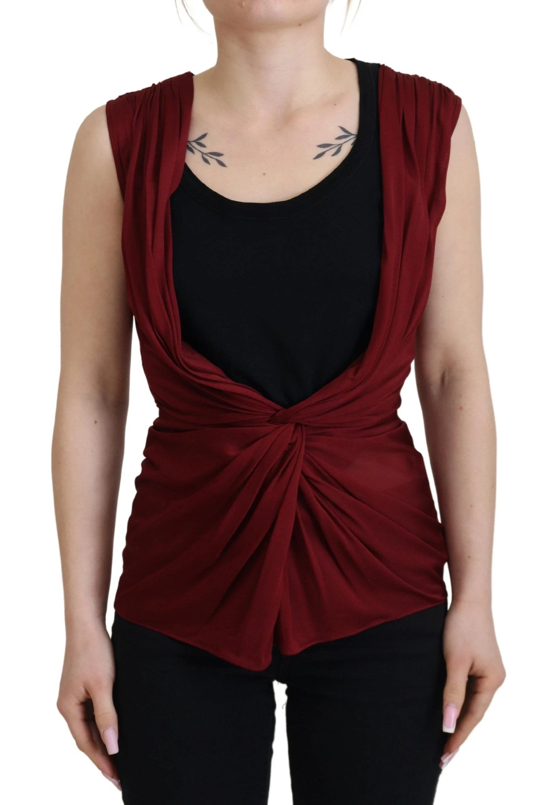 Dolce & Gabbana Bordeaux Silk Stretch Top Vest Blouse by Dolce & Gabbana