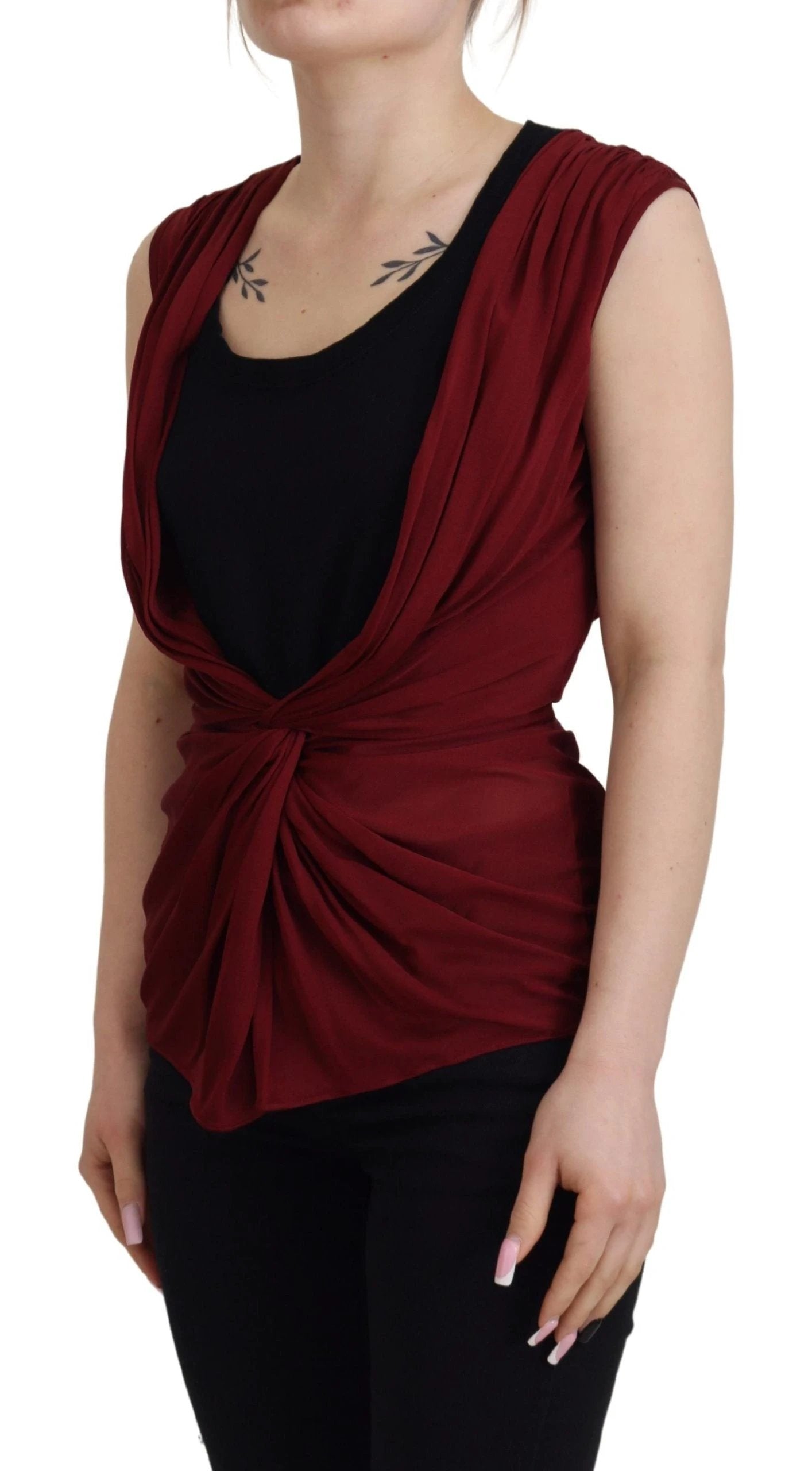 Dolce & Gabbana Bordeaux Silk Stretch Top Vest Blouse by Dolce & Gabbana