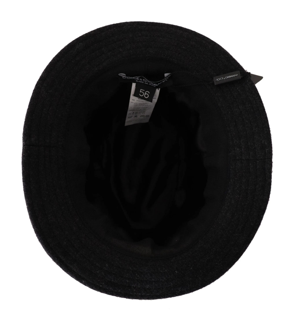 Dolce & Gabbana Gray Virgin Wool Logo Fedora Trilby Cappello Hat by Dolce & Gabbana