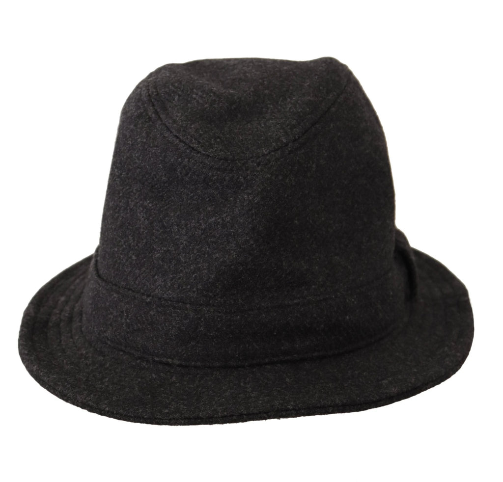 Dolce & Gabbana Gray Virgin Wool Logo Fedora Trilby Cappello Hat by Dolce & Gabbana