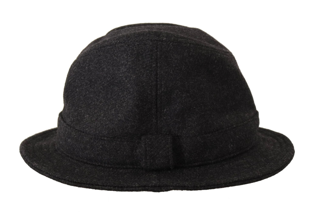 Dolce & Gabbana Gray Virgin Wool Logo Fedora Trilby Cappello Hat by Dolce & Gabbana